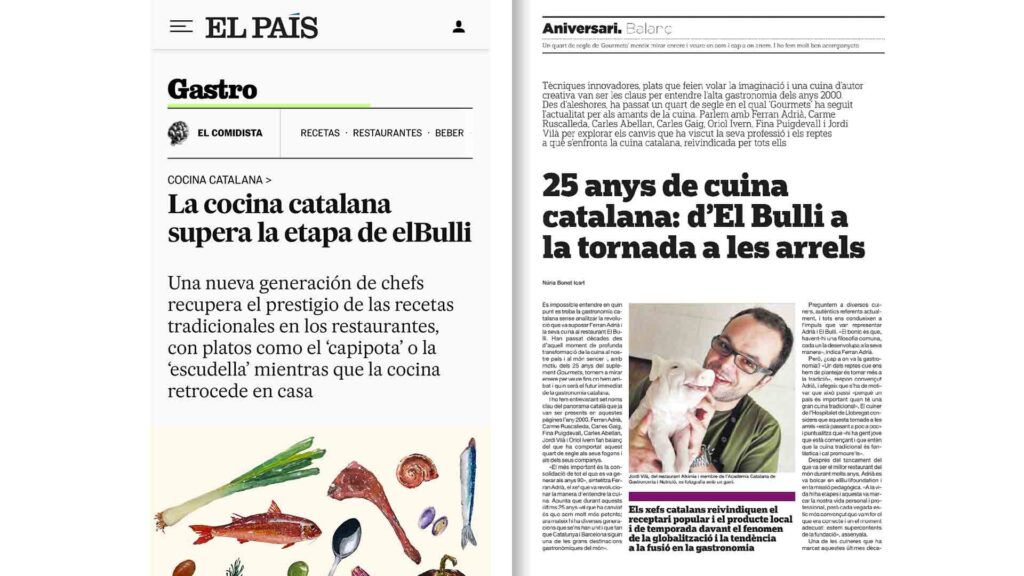 La Nova Cuina Catalana a El País i El Periódico